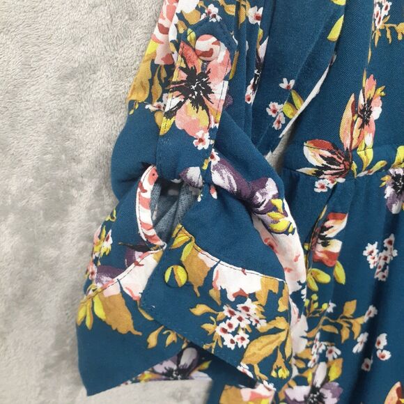 Torrid Dark Blue Floral Mini Challis Zip Front V Neck High Low Dress Size 1X - Picture 5 of 8